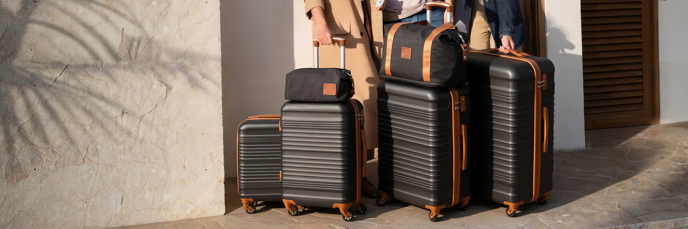 Coolife luggage shown in a travel setting
