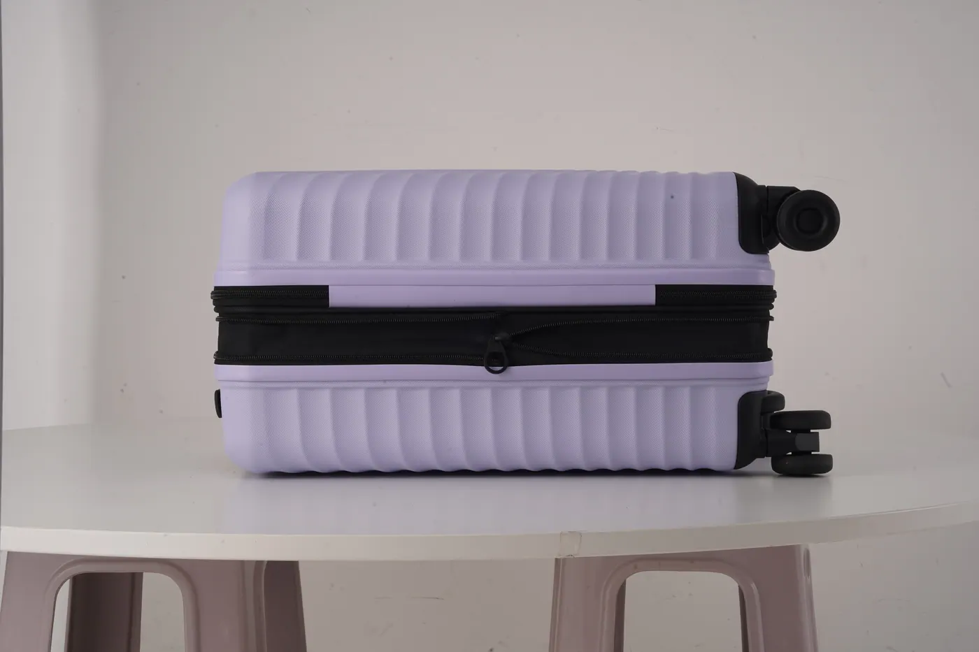 Coolife upgraded durable PC luggage second zipper detail